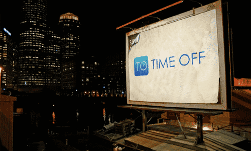 Image of Time Off Cloud's logo on a billboard on Time Off Cloud's website