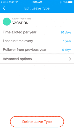Accruals Configuration Screen