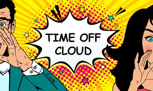 Cartoon people shouting on Time Off Cloud's website