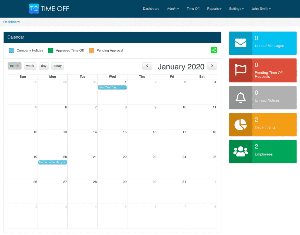 Time Off Cloud Dashboard